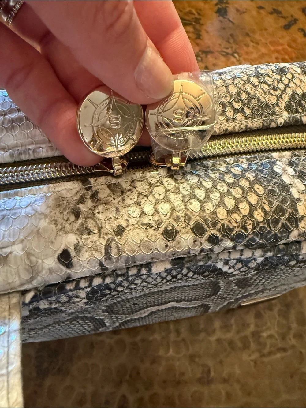 Stephanie Johnson Gray Snake-Print Tote Bag